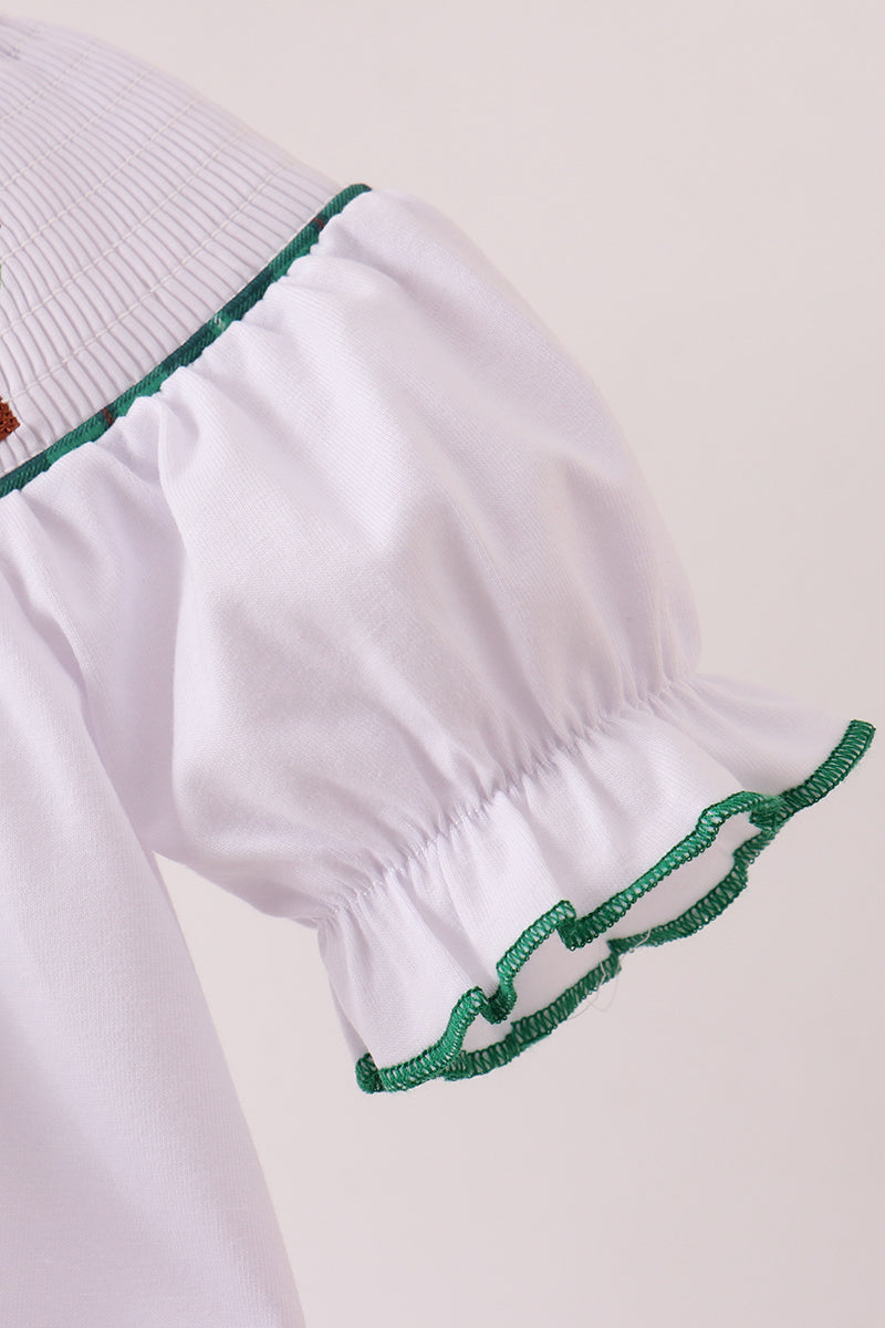 White wreath smocked romper - Aaria Tees Aaria Tees