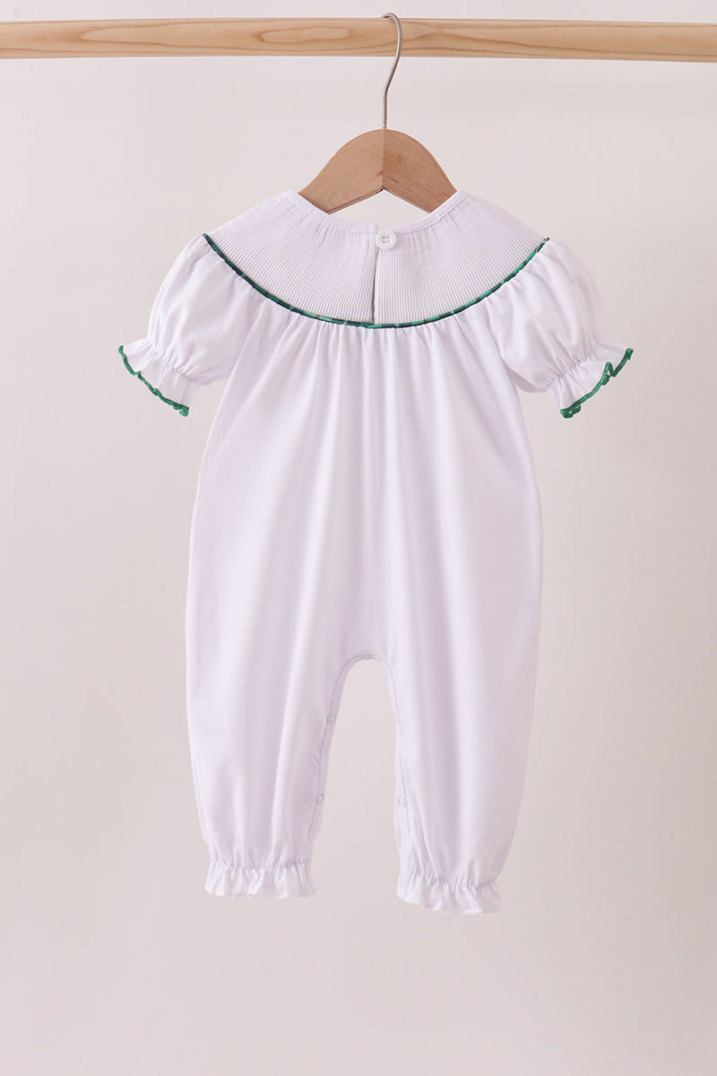 White wreath smocked romper - Aaria Tees Aaria Tees