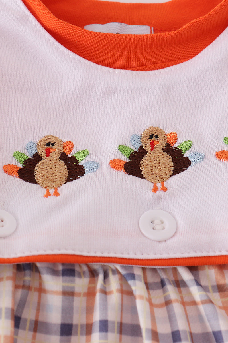 Orange turkey embroidery bubble set - Aaria Tees Aaria Tees
