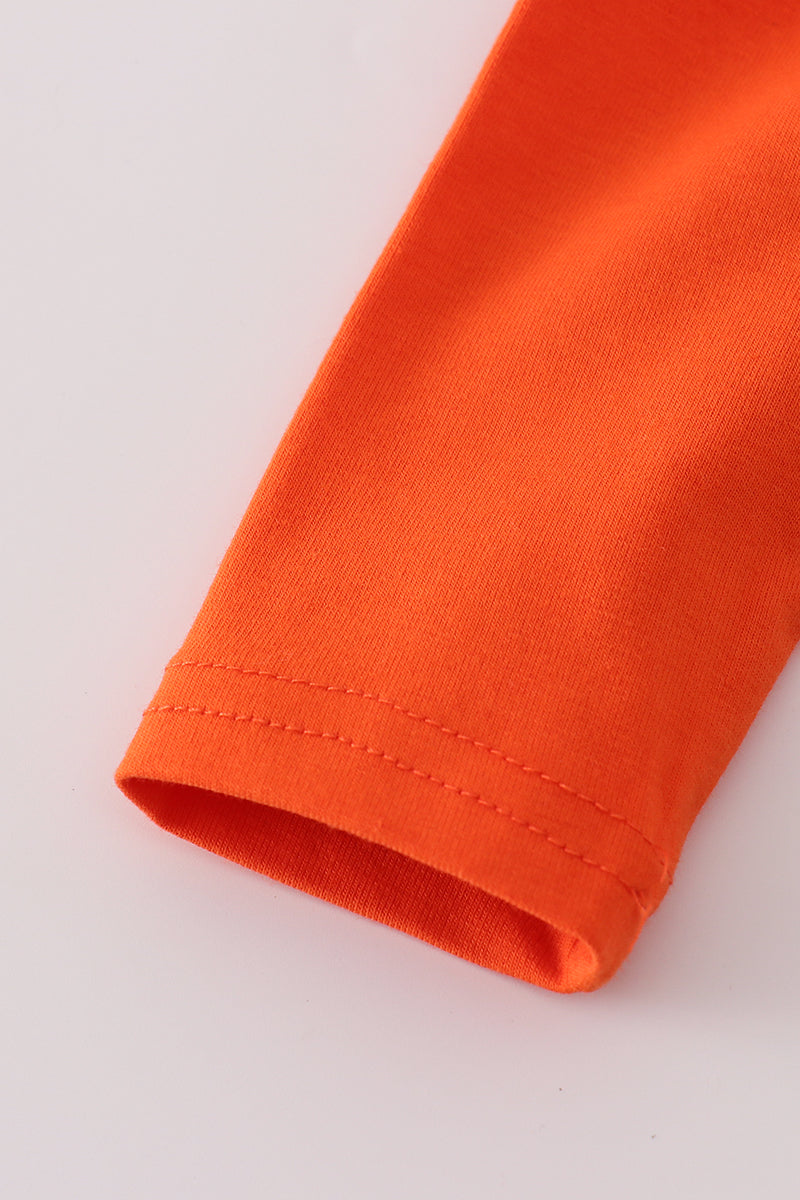 Orange turkey embroidery bubble set - Aaria Tees Aaria Tees