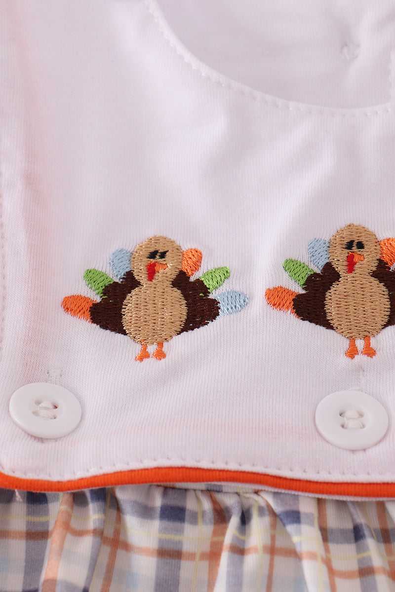 Orange turkey embroidery bubble set - Aaria Tees Aaria Tees