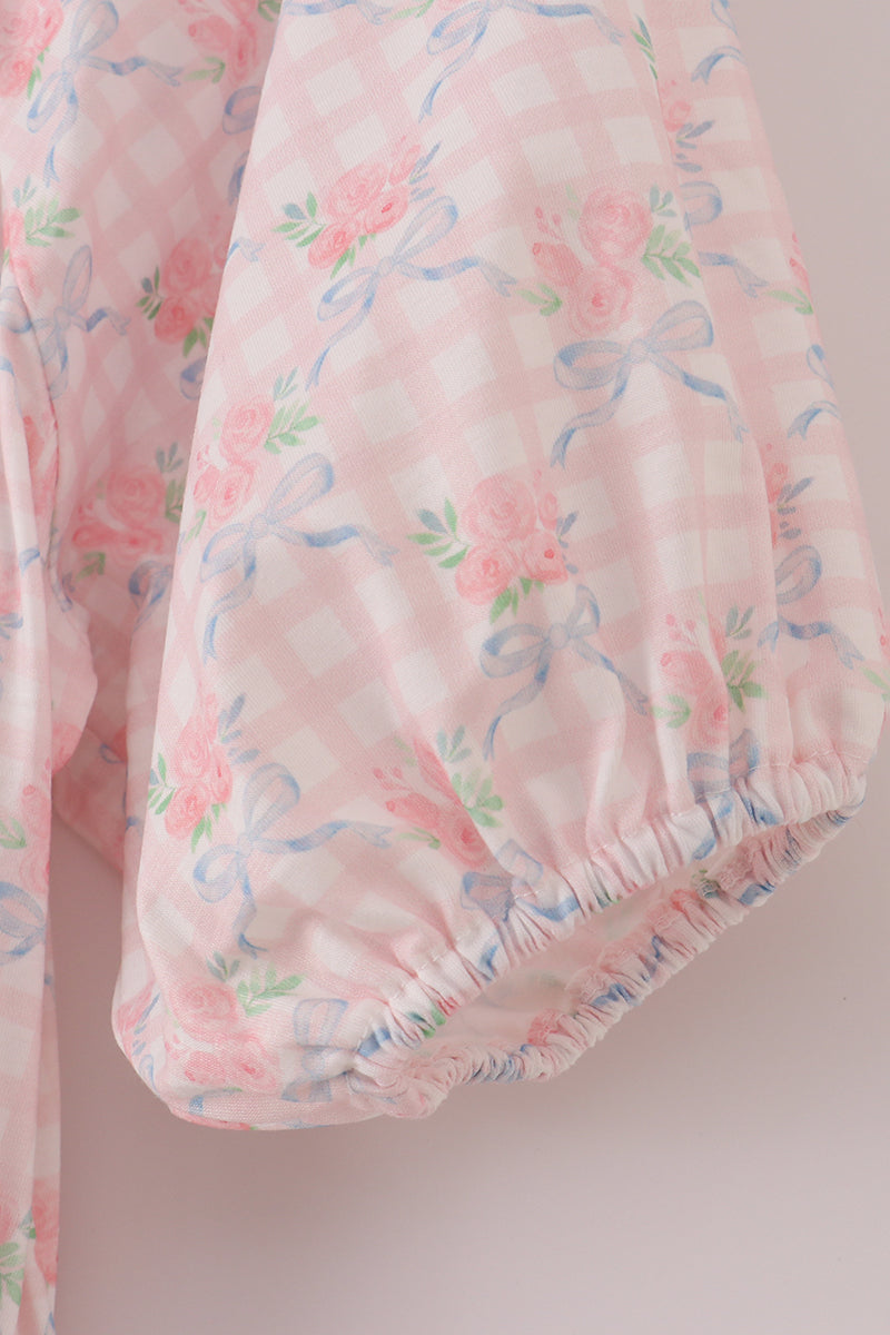 Pink floral print mom dress - Aaria Tees Aaria Tees