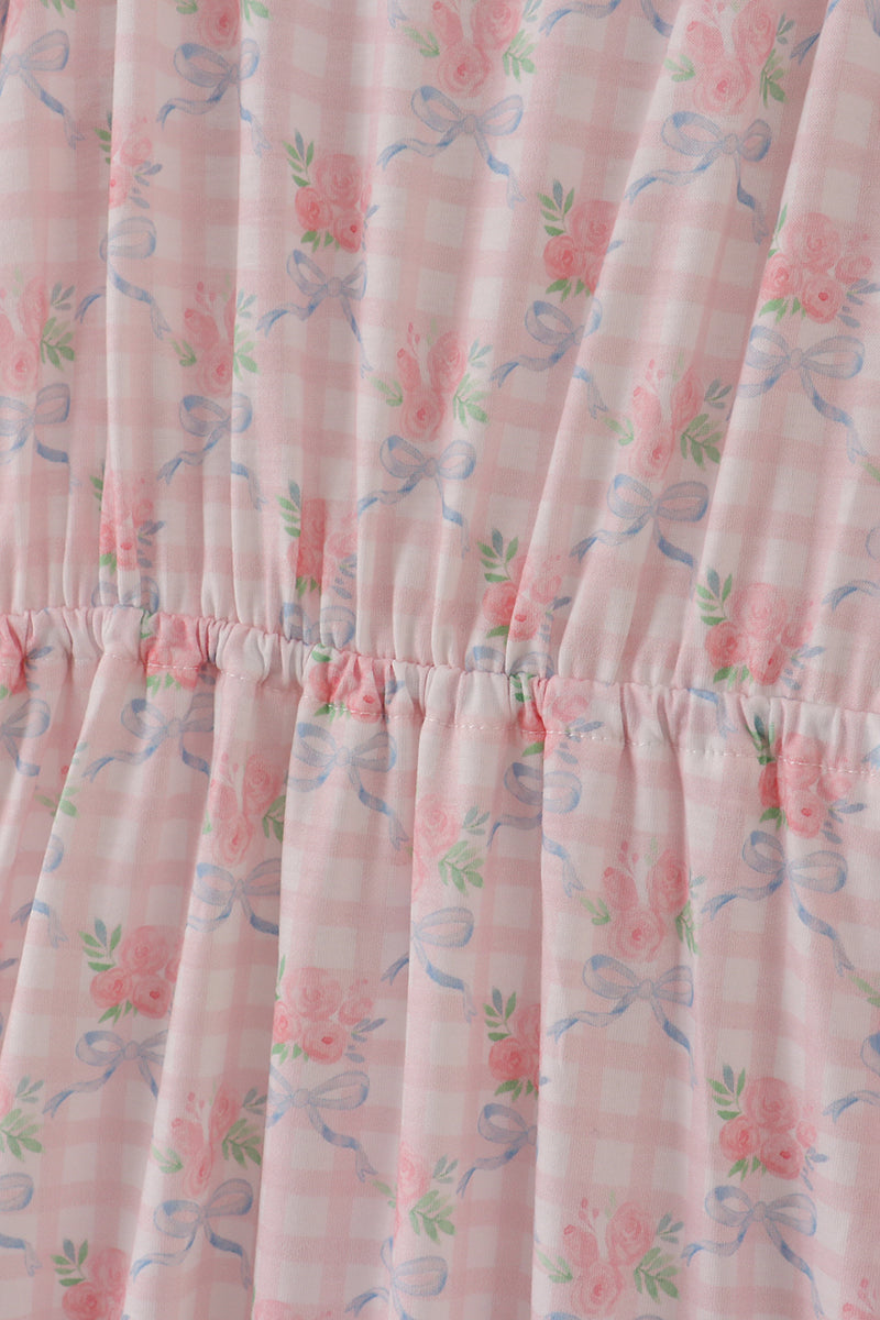 Pink floral print mom dress - Aaria Tees Aaria Tees