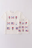 Flag bow ice-cream sequin mom&me top - Aaria Tees Aaria Tees