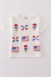 Flag bow ice-cream sequin mom&me top - Aaria Tees Aaria Tees