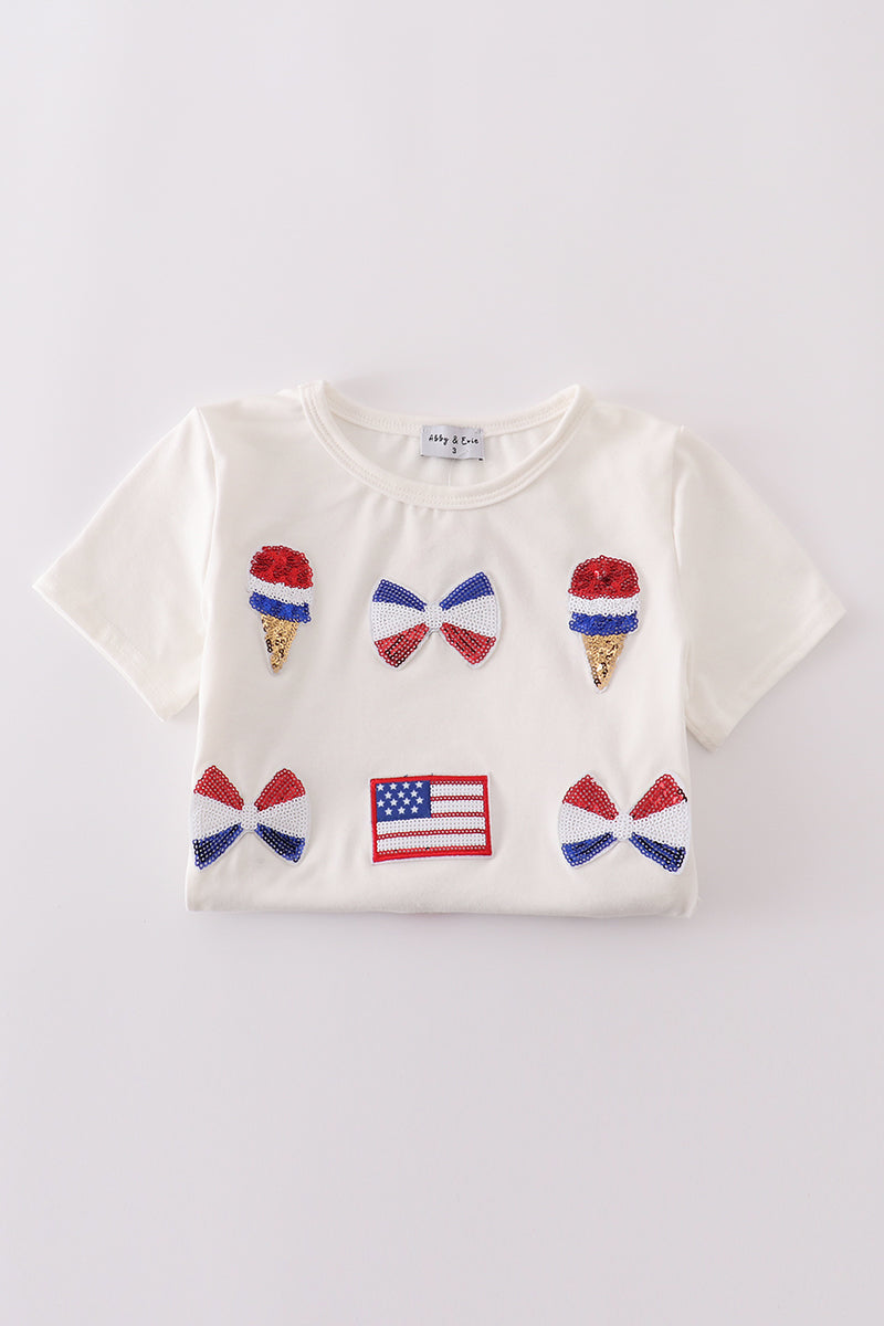 Flag bow ice-cream sequin mom&me top - Aaria Tees Aaria Tees