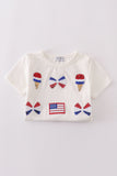 Flag bow ice-cream sequin mom&me top - Aaria Tees Aaria Tees