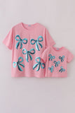 Pink bow sequin mom&me top - Aaria Tees Aaria Tees