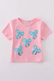 Pink bow sequin mom&me top - Aaria Tees Aaria Tees