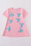 Pink bow sequin mom&me dress - Aaria Tees Aaria Tees