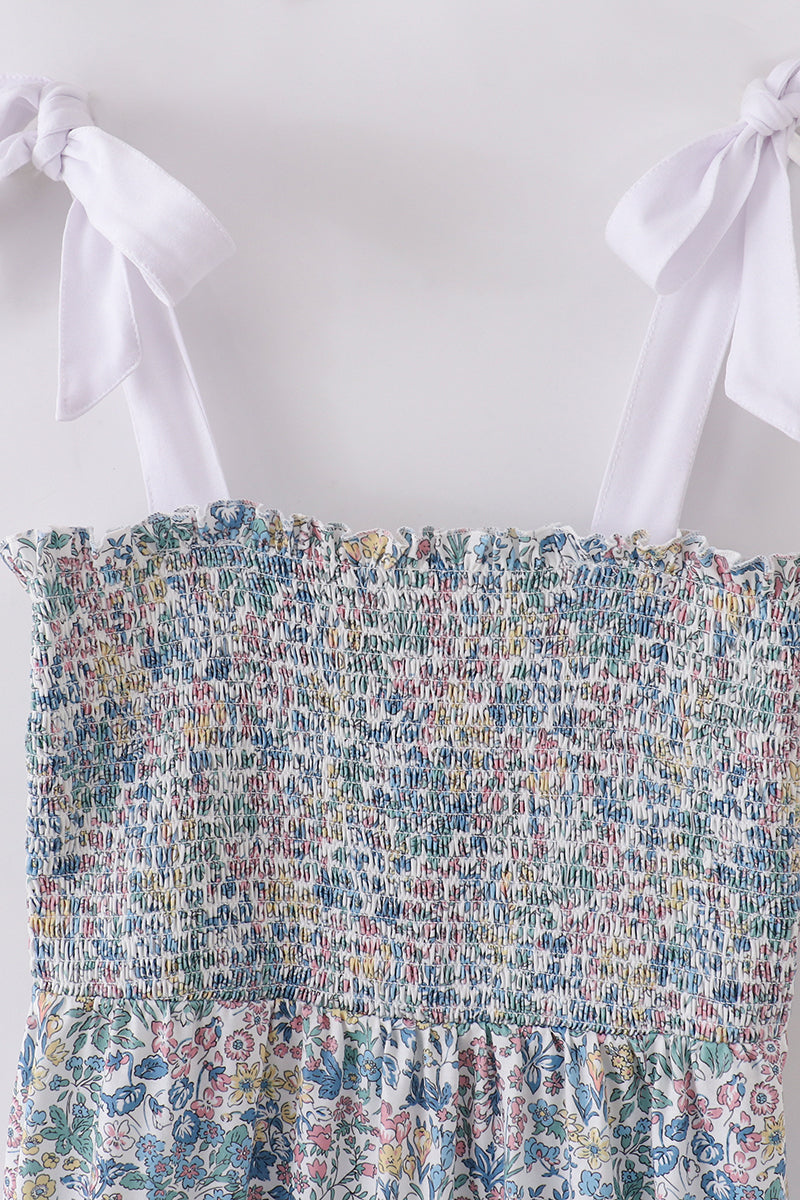 Vintage meadow print smocked mom dress - Aaria Tees Aaria Tees