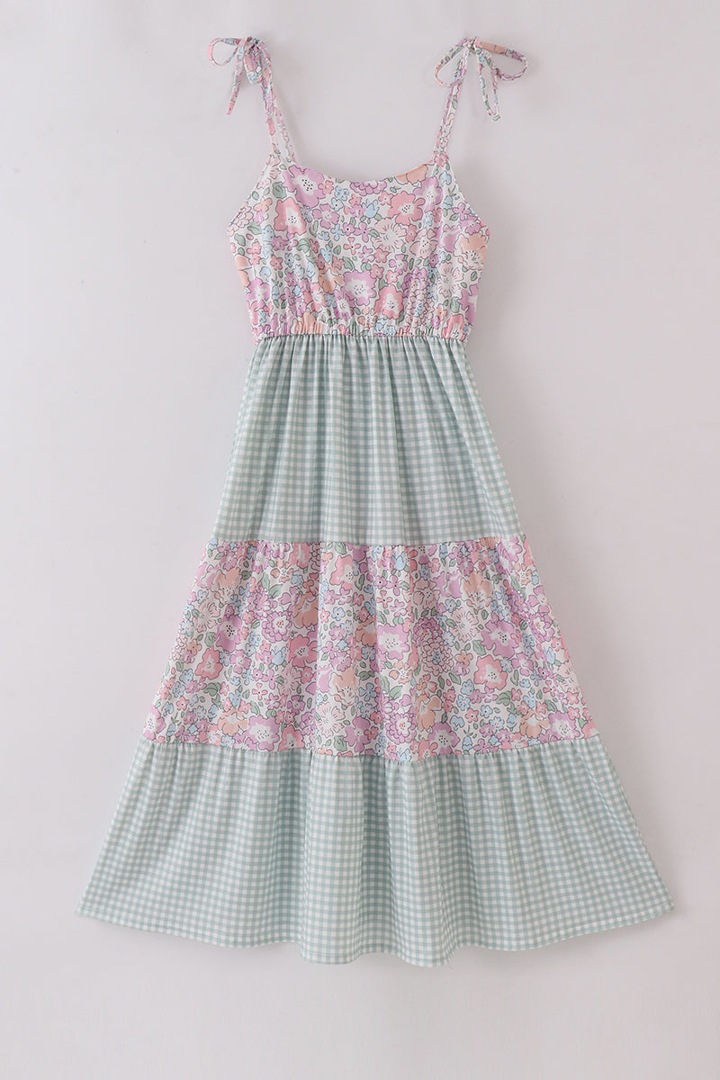 Garden gingham mom&me tiered dress - Aaria Tees Aaria Tees