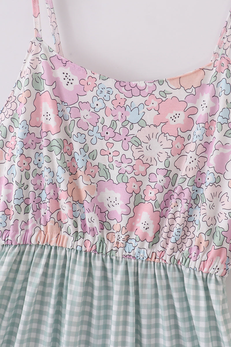 Garden gingham mom&me tiered dress - Aaria Tees Aaria Tees