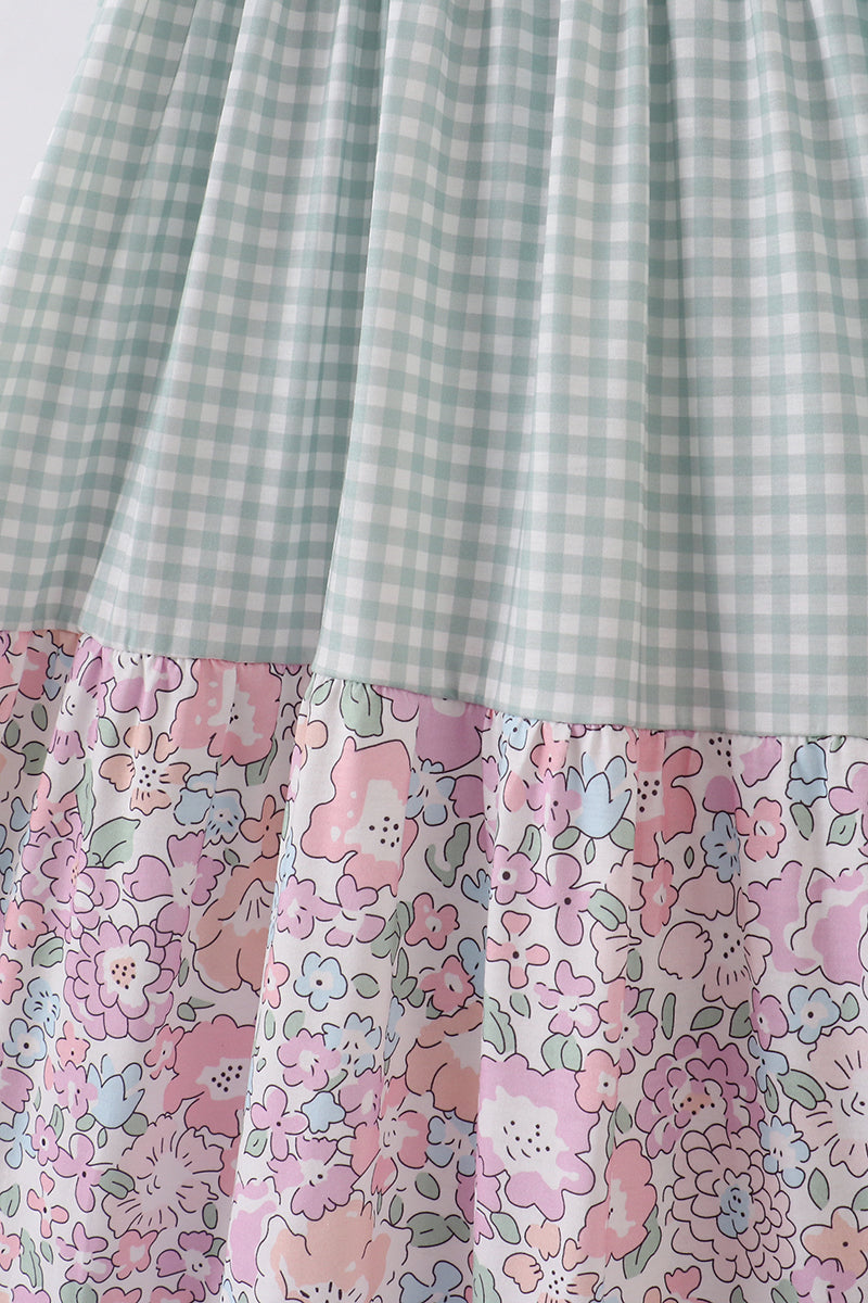 Garden gingham mom&me tiered dress - Aaria Tees Aaria Tees