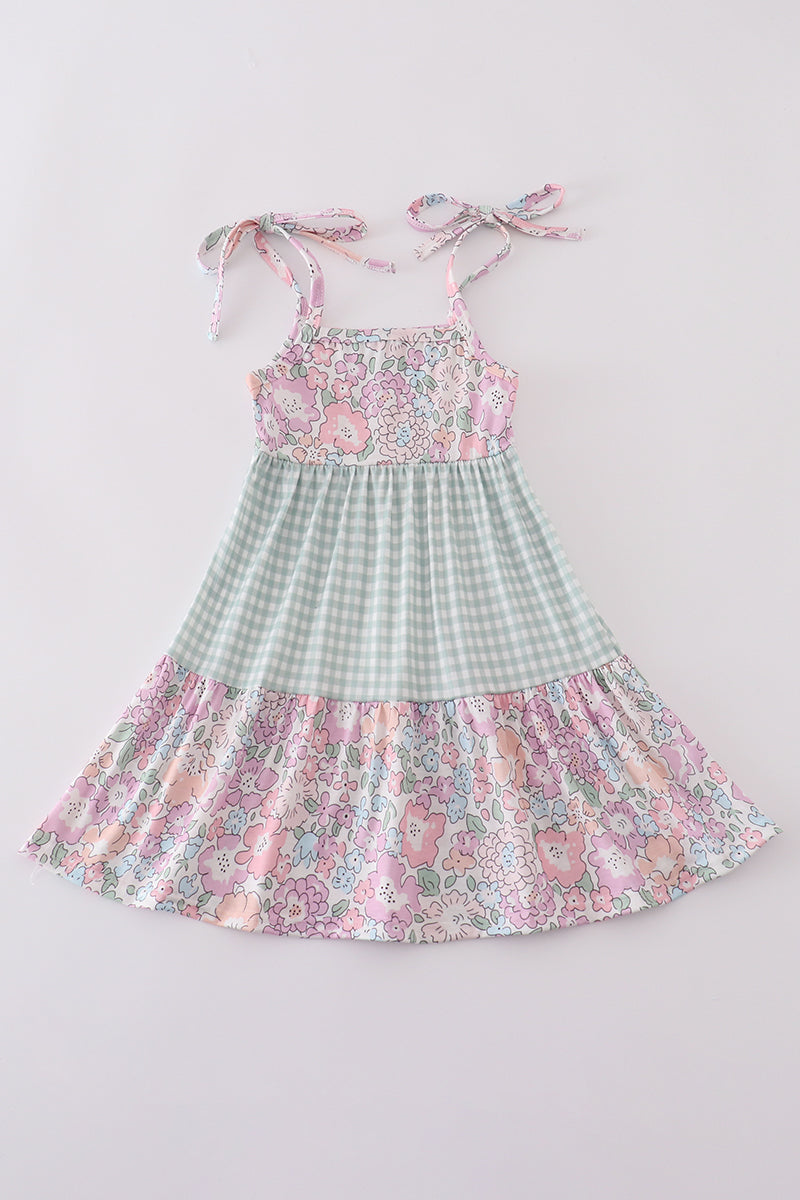 Garden gingham mom&me tiered dress - Aaria Tees Aaria Tees