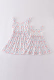 Blue bow lattice print mom&me dress - Aaria Tees Aaria Tees