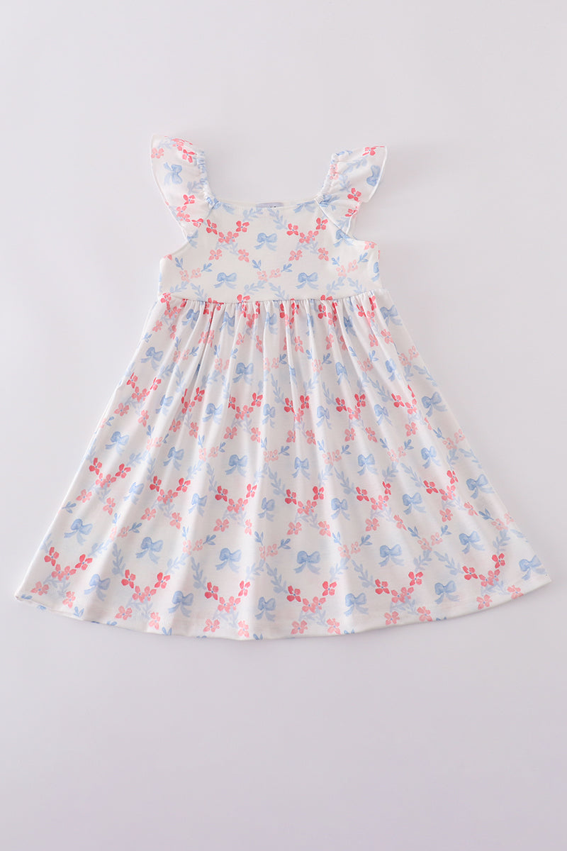 Blue bow lattice print mom&me dress - Aaria Tees Aaria Tees