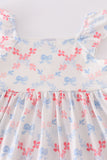 Blue bow lattice print mom&me dress - Aaria Tees Aaria Tees