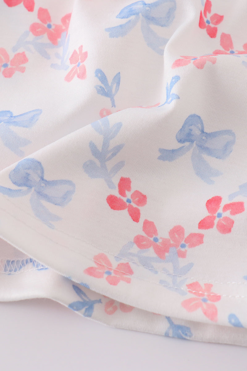 Blue bow lattice print mom&me dress - Aaria Tees Aaria Tees