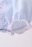 Blue Bow Embroidered Stripe Bubble - Aaria Tees Aaria Tees