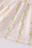 Pink lemon print bow smocked tiered mom&me dress - Aaria Tees Aaria Tees