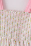 Pink lemon print bow smocked tiered mom&me dress - Aaria Tees Aaria Tees
