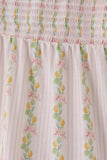 Pink lemon print bow smocked tiered mom&me dress - Aaria Tees Aaria Tees