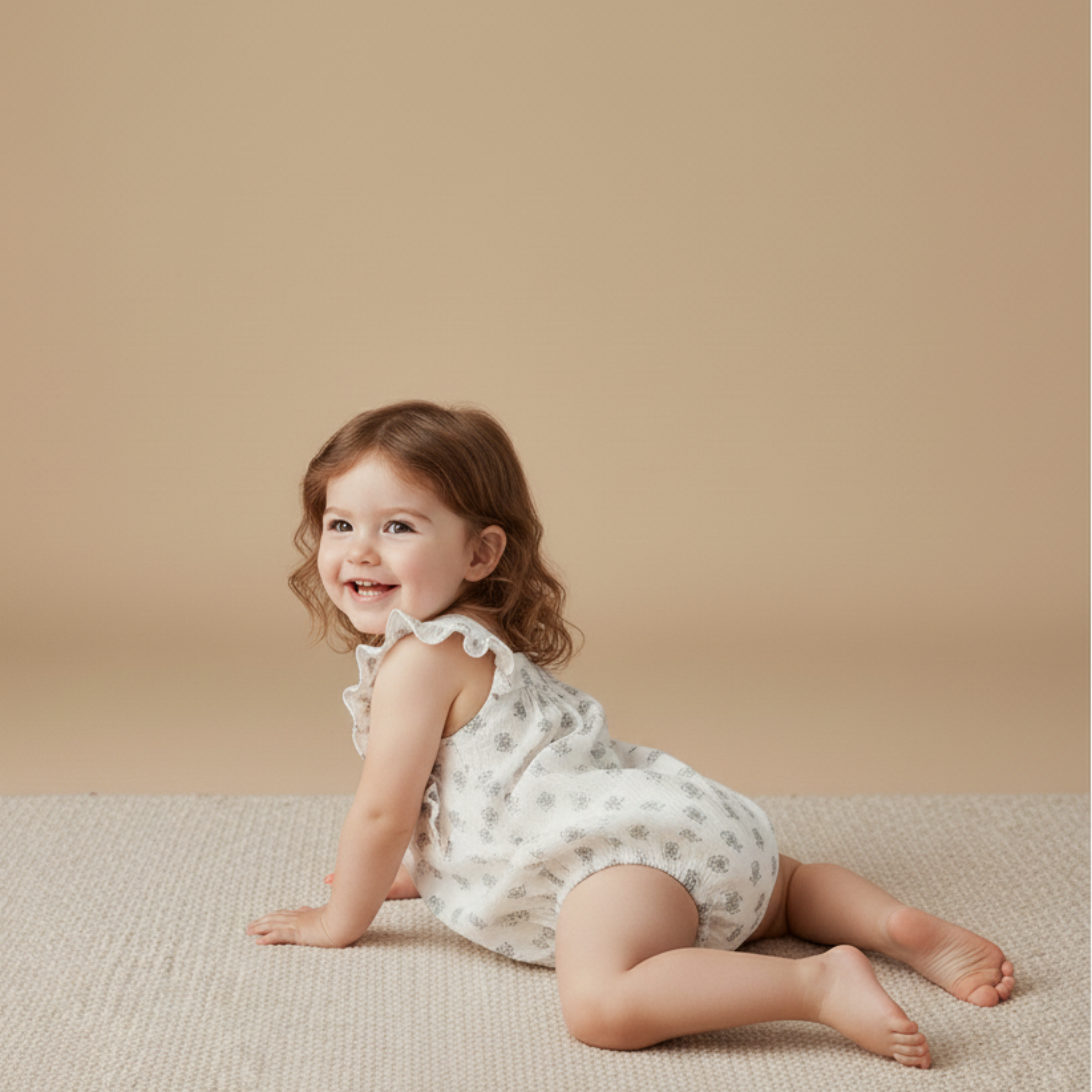 Organic Sleeveless Ruffle Bubble Romper - Poppy - Aaria Tees Aaria Tees