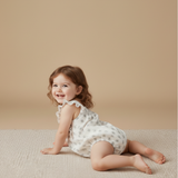 Organic Sleeveless Ruffle Bubble Romper - Poppy - Aaria Tees Aaria Tees