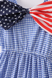 Blue flag bow gingham mom dress - Aaria Tees Aaria Tees