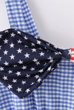 Blue flag bow gingham mom dress - Aaria Tees Aaria Tees