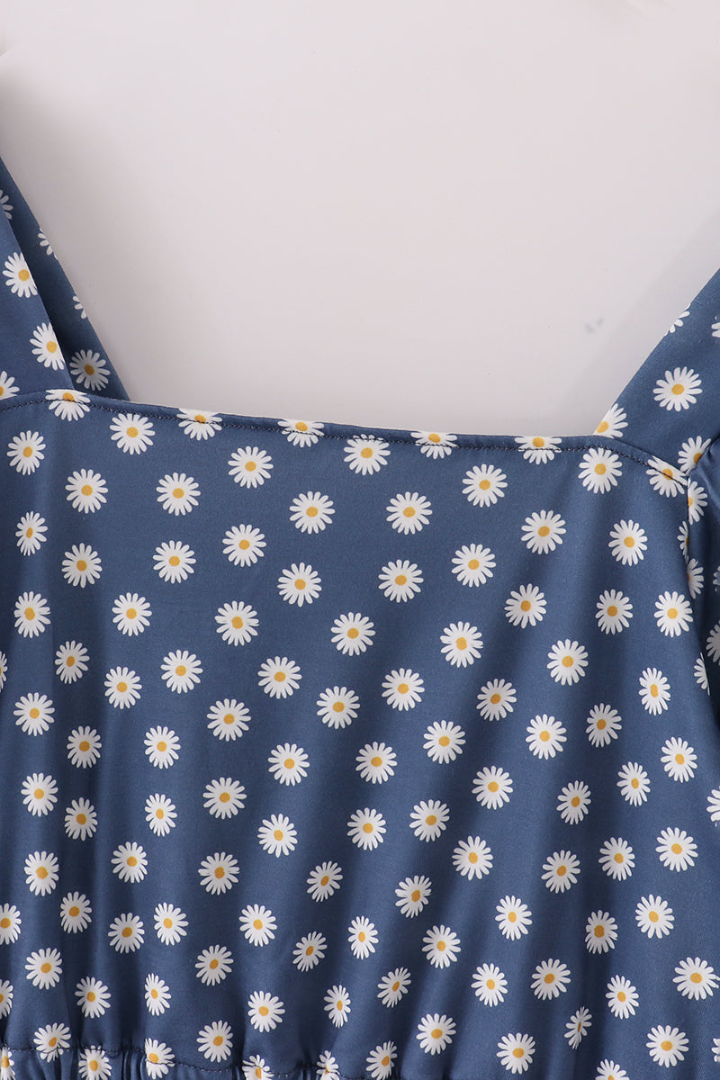 Navy daisy print mom dress - Aaria Tees Aaria Tees