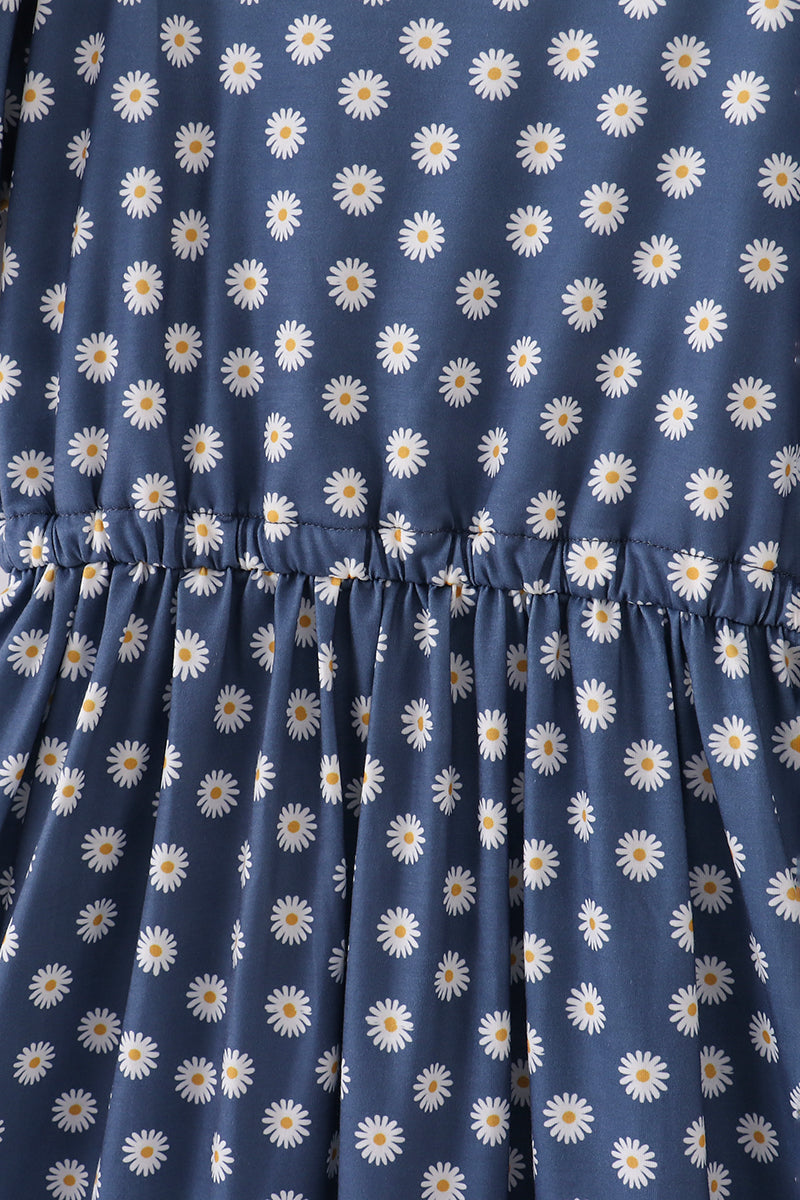 Navy daisy print mom dress - Aaria Tees Aaria Tees