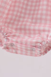 Pink strawberry embroidery gingham bubble - Aaria Tees Aaria Tees