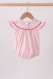 Pink strawberry embroidery gingham bubble - Aaria Tees Aaria Tees