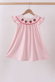 Pink strawberry embroidery gingham dress - Aaria Tees Aaria Tees
