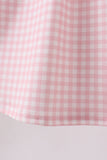 Pink strawberry embroidery gingham dress - Aaria Tees Aaria Tees