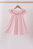 Pink strawberry embroidery gingham dress - Aaria Tees Aaria Tees
