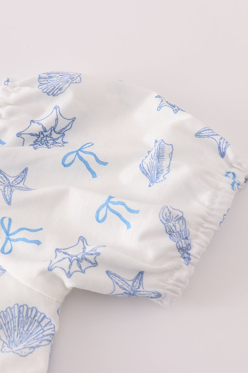 Blue seashell bow mom&me dress - Aaria Tees Aaria Tees