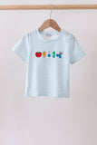 Blue School Apple French Knot Top Aaria Tees