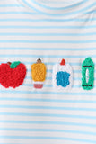 Blue School Apple French Knot Top Aaria Tees