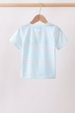 Blue School Apple French Knot Top Aaria Tees