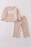 Cream MINI french knot pants set - Aaria Tees Aaria Tees