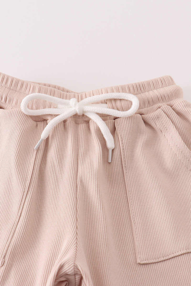 Cream MINI french knot pants set - Aaria Tees Aaria Tees
