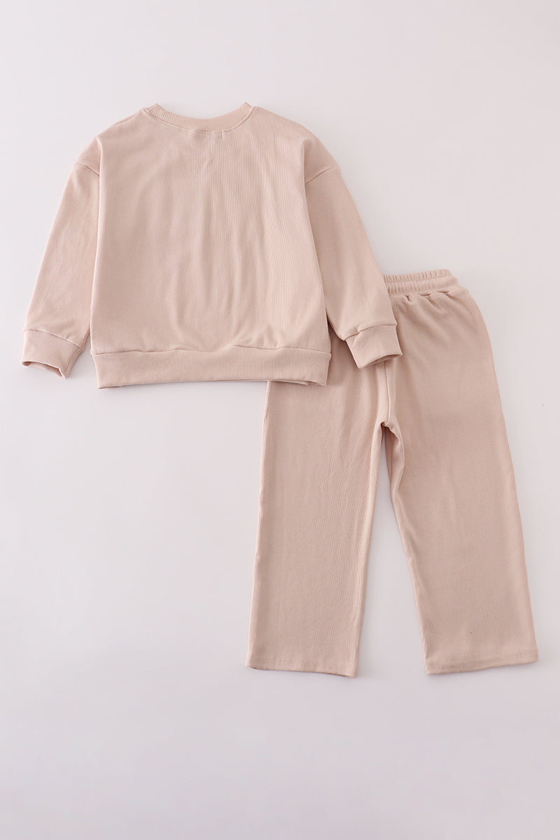 Cream MINI french knot pants set - Aaria Tees Aaria Tees