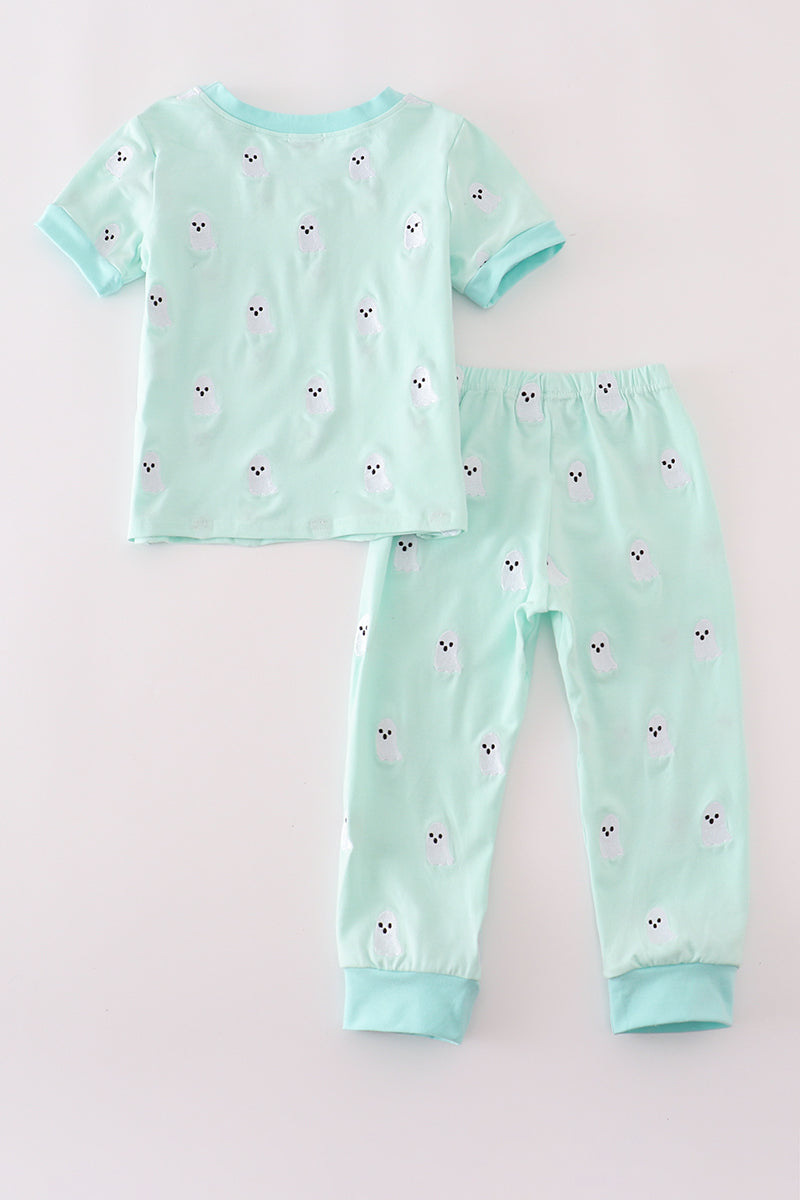 Green ghost embroidery pajamas set - Aaria Tees Aaria Tees