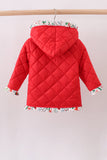 Red floral print ruffle quilted jacket - Aaria Tees Aaria Tees