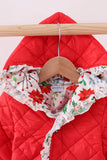 Red floral print ruffle quilted jacket - Aaria Tees Aaria Tees