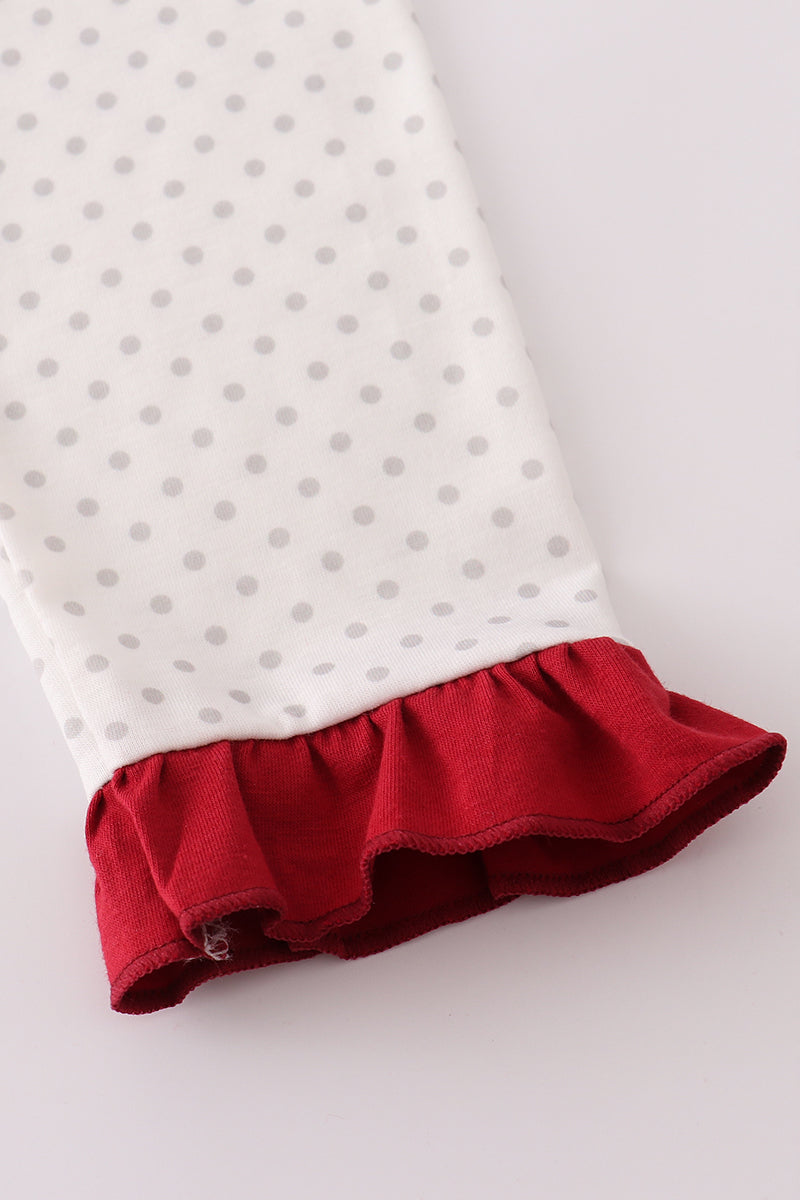 Alabama polka dot elephant french knot ruffle pants set - Aaria Tees Aaria Tees