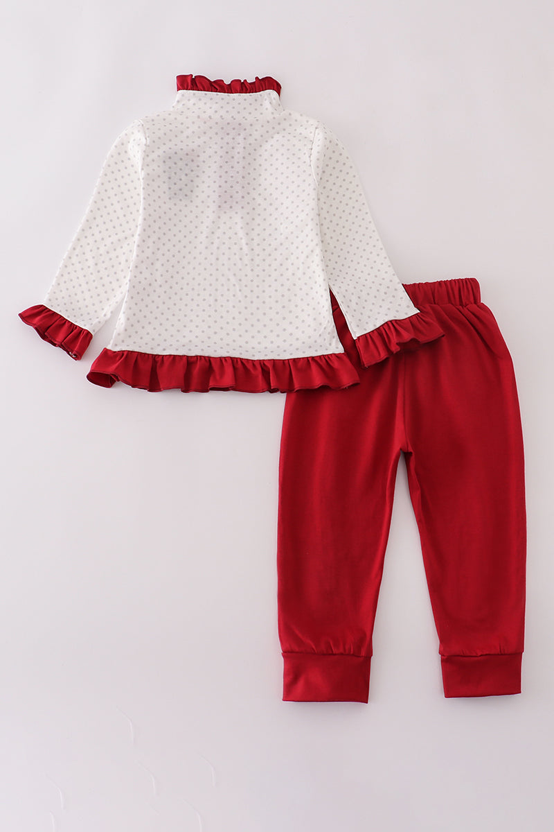 Alabama polka dot elephant french knot ruffle pants set - Aaria Tees Aaria Tees